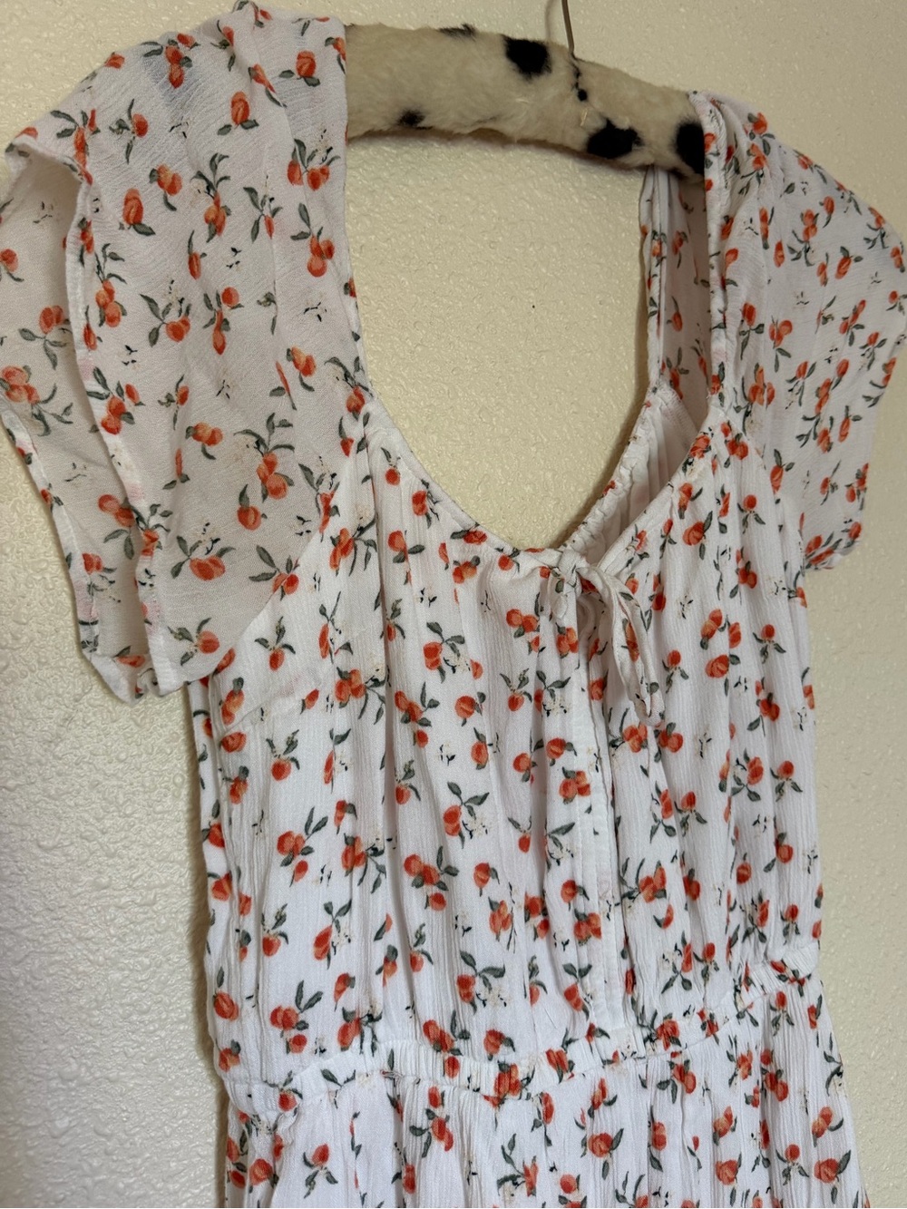 Midi Dress | Abercrombie & Fitch Peach Floral Dress White Cottagecore Size M